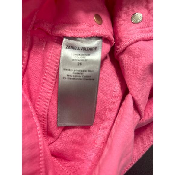 Zadig & Voltaire NWT Londa Denim Jeans Pink Size 26 Missing a button MSRP $278 - Picture 8 of 10